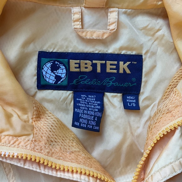 Ebtek Eddie Bauer Rain Coat Yellow Vented Men's Roll Up Hood LIghtweight -Large - Picture 7 of 11